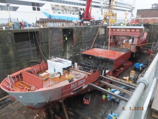 MV Hoy Head lowered into place at Cammell Laird